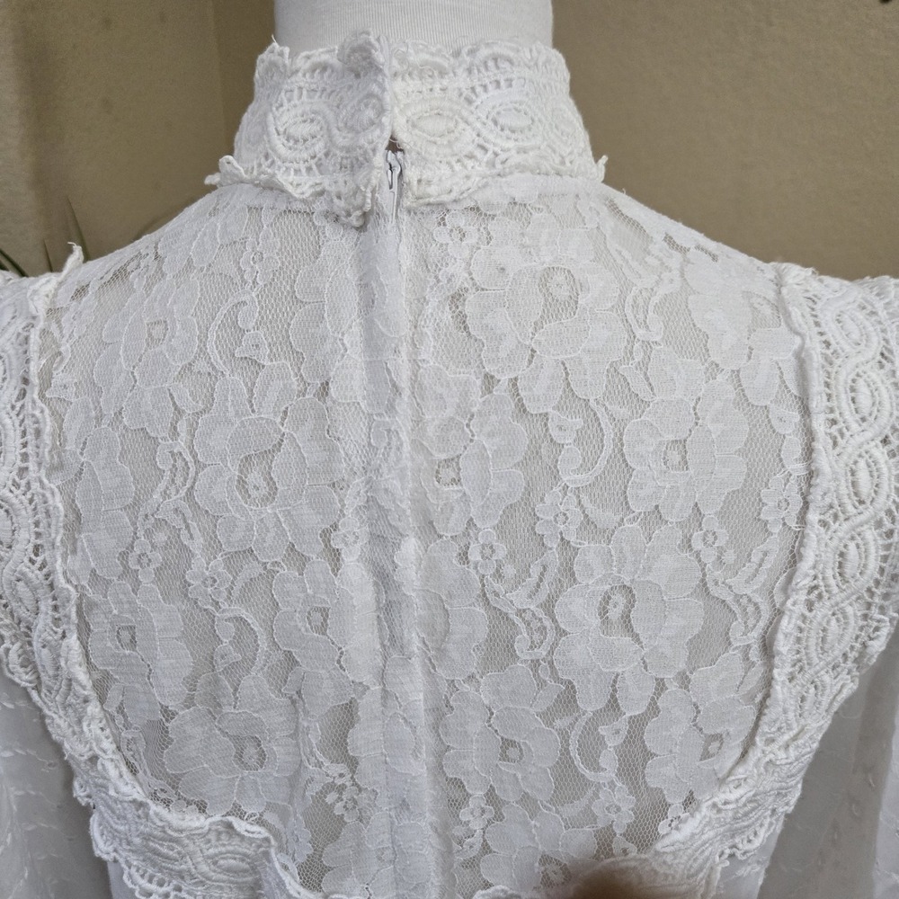 Princess Kaiulani Hawaiian Vintage Lace Dress Womens Medium White Victorian Boho - Picture 6 of 15